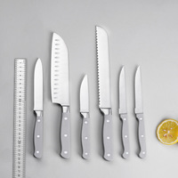 Set Pisau Dapur & Gunting 12 Buah Single-Tang 3Cr13 Stainless Steel dengan Blok Pisau & Pegangan ABS untuk Hotel dan Koki