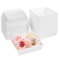 Boîtes alimentaires jetables carrées pour emporter, emballage de boulangerie, boîte à sandwich, gâteau, biscuits, beignets, emballage en papier kraft, boîte en plastique