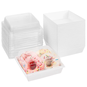 Boîtes alimentaires jetables carrées pour emporter, emballage de boulangerie, boîte à sandwich, gâteau, biscuits, beignets, emballage en papier kraft, boîte en <span class=keywords><strong>plastique</strong></span> - Product Image 2