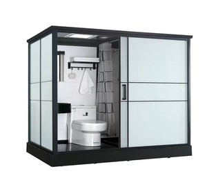 Salle de bain intégrée tout-en-un, étanche, isolée, avec toilettes rectangulaires coulissantes, style ouvert, douche carrée complète pour - Product Image 3