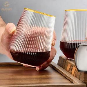 Juego de 2 Copas de Vino sin Tallo para Regalo de San Valentín, Copas de Agua Onduladas Sopladas a Mano, Resistentes al Calor para Café, Leche y Té - Product Image 3