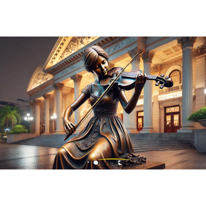 ประติมากรรมเทวดาดนตรีขนาดใหญ่ทำจากทองสัมฤทธิ์ กำลังเล่นไวโอลิน งานหล่อแบบหล่อขึ้นรูป - Product Image 6