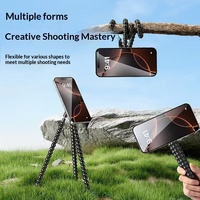 Support de téléphone magnétique anti-tremblement, hauteur réglable, pour caméra d'action, diffusion en direct en voiture, trépied portable pliable en silicone pour lit
