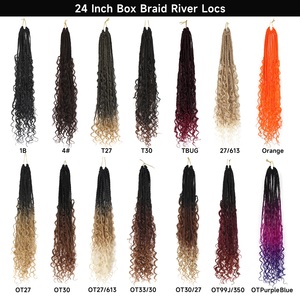 Treccia Sintetica Ombre Bohemien Lunga 24 Pollici <span class=keywords><strong>con</strong></span> Ricci Effetto River, Estensioni per Capelli all'Uncinetto Stile Boho Box Braids per Donne Nere - Vendita all'Ingrosso - Product Image 6