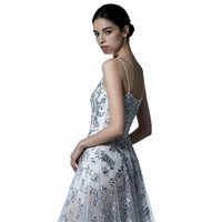 Tissu en maille à paillettes argentées, tissu en polyester à paillettes pour robe de soirée, robe de bal, costume de scène, vêtements en gros