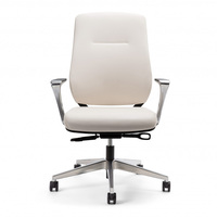 Chaise de bureau ergonomique moderne de haute qualité en PU avec dossier en maille, base en alliage d'aluminium et nylon, certifiée BIFMA, en cuir synthétique