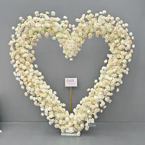 Luxury Customized Artificial Silk Rose Party Events Home Decor Wedding Decoration Background Heart Shaped Flower Arch