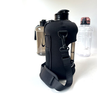 Bouteille d'eau de 2,2 l (demi-gallon) avec housse et couvercle, sans BPA, grande bouteille d'eau de 74 oz, gourde de sport avec poignée