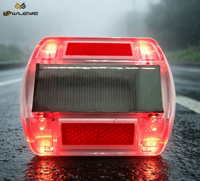 Réflecteur solaire économique pour route, type œil de chat, avec LED active et réflexion passive, en matériau PC, pour voies cyclables et trottoirs