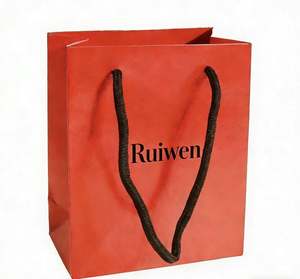 Sac en papier personnalisé avec logo de marque imprimé, sac en papier de luxe rouge pour bijoux, cosmétiques, chaussures, vêtements, emballage cadeau, sac de shopping avec poignée - Product Image 6