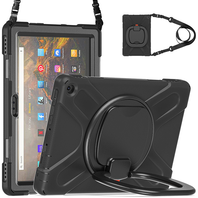 Rugged Handle Grip 360 Rotate Stand on Back Design case for Amazon Kindle Fire 10 Inch 2021 New Arrival