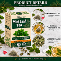 Teh Daun Peppermint Murni Langsung dari Pabrik, 90g 30 Sachet, Penunjang Pencernaan, Pereda Kembung, Teh Herbal Grosir