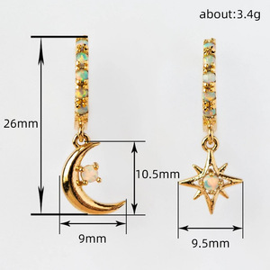 Orecchini Asimmetrici Trendy a Forma di Stella e Luna per Donne, Gioielli Chic per Uso Quotidiano - Product Image 3