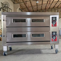 Four à pizza professionnel à gaz à double étage en acier inoxydable 201 avec 2 niveaux et 6 plateaux pour restaurant