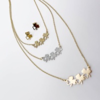 Ensemble de bijoux en acier inoxydable plaqué or 18 carats pour femmes trèfle collier boucles d'oreilles pour anniversaire Zircon fêtes principales cadeaux