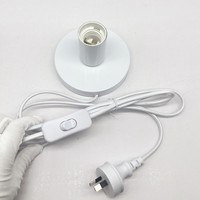 Prise australienne certifiée SAA complète avec cordon d'alimentation tressé en tissu blanc, base de lampe de table, support E27 pour l'Australie et la Nouvelle-Zélande