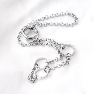 yunnique Punk Minimalist Titanium Steel O Chain Spliced Round <b>Ring</b> Clavicle <b>Necklace</b> Geometric Design Gift Jewelry - Product Image 2
