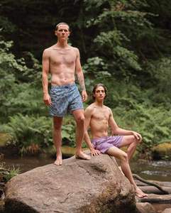Shorts de bain décontractés pour hommes à imprimé floral, taille mi-haute élastique, 100 % coton, tissu respirant - Product Image 3