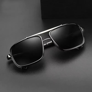 Lunettes de soleil vintage personnalisées 2025 pour hommes et femmes, double pont, protection UV400, monture métallique carrée, style punk - Product Image 2