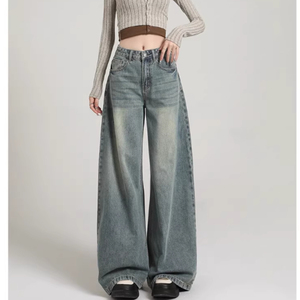 ZZH XZ2303 Jeans coupe droite pour femmes, pantalon long, adapté au printemps et à l'automne, polyvalent, amincissant, décontracté - Product Image 3
