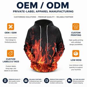 Sudadera con Capucha Unisex Premium de Invierno con Diseño Gráfico de Fuego Digital, Corte Regular, Estilo Urbano, Moda - Product Image 3