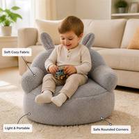 Canapé paresseux enfant en fausse fourrure moelleuse motif lapin de dessin animé, couleur personnalisable, avec accoudoirs, pour la maison, mobilier pour enfants, vente en gros