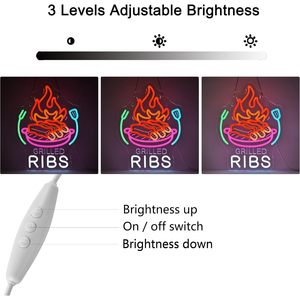 Grilled Ribs Letreros Neon LED indoor hanging ambient light shop <b>sign</b> wall decoration light entrance indicator light Customized - Product Image 2