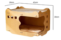 Novayapetix Griffoir pour chat en bois écologique, 2 niveaux, avec niche, maisonnette et cachette pour chaton