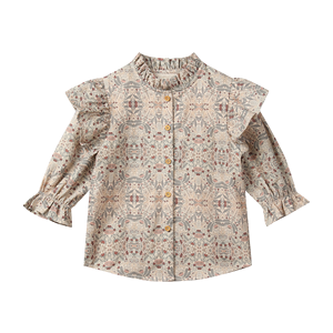 Blusa de Algodón con Cuello Peter Pan de Nuevo Diseño para Otoño, Camisas a Cuadros Florales para Niñas, Blusa de Alta Calidad al por Mayor para Niñas - Product Image 1