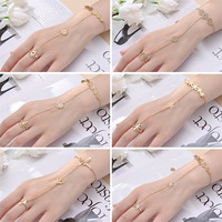 Nouvelle chaîne de main en acier inoxydable au design de niche, simple en acier titane, bracelet chaîne de doigt plaqué or tendance
