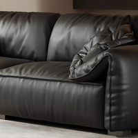Deep Wide Comfortable Soft 3-Sitzer Sofa garnitur Möbel Italienisches Luxus Schwarz Schnitts ofa aus Leder für Büro und Zuhause