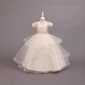 Robe de princesse pour filles, robe de bal en Tulle violet, robe de mariée à fleurs, Costume de fête d'anniversaire, robe à col rond pour enfants - Product Image 3