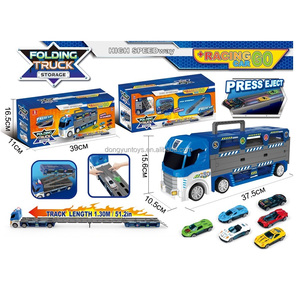 Camión de Transporte Plegable de 135 cm, Juego de 6 Coches de Carreras Metálicos, Catapulta Deformable, Lanzamiento, Transportador de Coches Navideño, Juguetes de Plástico para Navidad - Product Image 5
