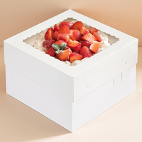 Grandes boîtes à pâtisserie écologiques avec fenêtre transparente | Emballage de dessert blanc robuste pour gâteaux, macarons et tartes