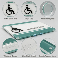 Plaque de porte tactile en acrylique modèle 005 avec symbole de fauteuil roulant et signalisation tactile pour toilettes accessibles, taille personnalisable pour lieux publics - Xiaoyao