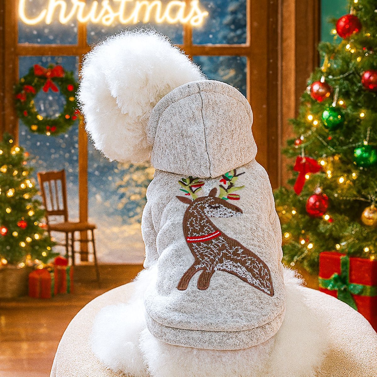 Colorful Light Reindeer Christmas Hoodie
