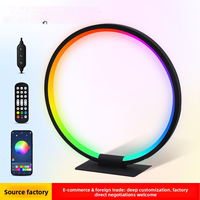 Lámpara de Noche Ambiental LED Activada por Sonido, Lámpara de Escritorio Redonda, Iluminación Ambiental para Mesa de Noche, Alimentada por USB