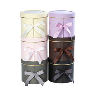 Boîte à fleurs ronde Double couche en or Rose, avec fenêtre transparente, Arrangement cadeau