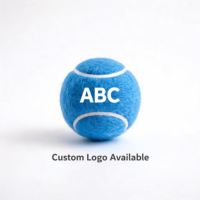 Vente en gros d'usine, balles de tennis bleues à logo personnalisé professionnel, haute élasticité, 65 mm, 55 g, en fibres de laine et caoutchouc, OEM