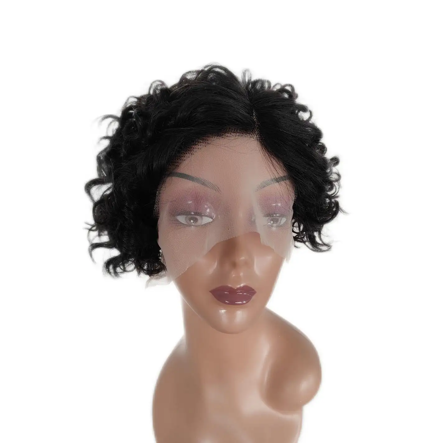 Cheap short pixie curly wig real human hair frontal curly wigs for black women human wig