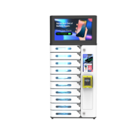 Y2 Power PL-AM08-Y2 Casier intelligent à 10 compartiments avec écran publicitaire, paiement par carte, montage au sol/mural, distributeur de recharge de téléphone