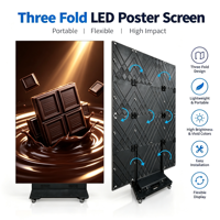 Écran LED pliable pour publicité intérieure, affiche tri-pliante P1.86, affichage pliable pour vitrine de magasin, signalisation publicitaire