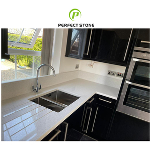 Mặt Bàn Nhà Bếp Màu Trắng Lấp Lánh Trực Tiếp Từ Nhà Máy Đá Thạch Anh Trắng Pha Lê Để Trang Trí Nội Thất - Product Image 1