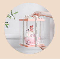 Boîte à gâteau d'anniversaire transparente en gros de 6/8/10/12/14/16 pouces, boîte cadeau personnalisée pour mariage, fête d'anniversaire, fête de bébé