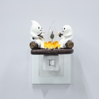 Lampe LED d'Halloween en forme de fantôme mignon pour feu de camp, éclairage décoratif à brancher, décoration d'intérieur effrayante pour les fêtes, lampe à lumière douce et chaude