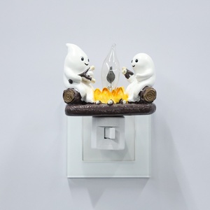 Cute Ghost Campfire Halloween LED <strong>Night</strong> Light Plug-in Decorative Lighting Spooky Holiday Home Decor Soft Warm Glow Lamp - Product Image 4