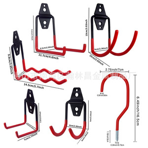 <b>Garden</b> Tool Holder Wall Mount Red Carbon Steel <b>Hook</b> For Mower Trimmer Blower Storage 6 10 14 5 Cm Size - Product Image 1