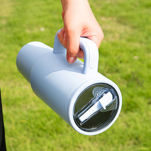 Gobelet de 40oz isolé sous vide avec logo personnalisé Gobelet en acier inoxydable étanche Hydro Traveler avec poignée et couvercle à paille rabattable - Product Image 5