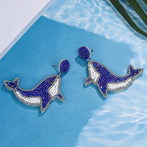 Pendientes tejidos moda creativa nuevo Animal ballena colgante arroz cuentas pendientes para mujeres Uionen 1842 - Product Image 3