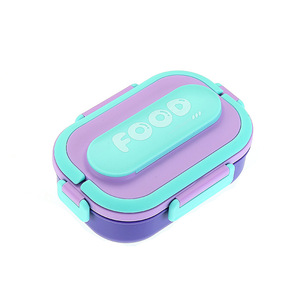 <b>Lunch</b> <b>Box</b> Double Compartment 304 Stainless Steel Rectangular For Students Office Workers Children With Plastic Lid - Product Image 4